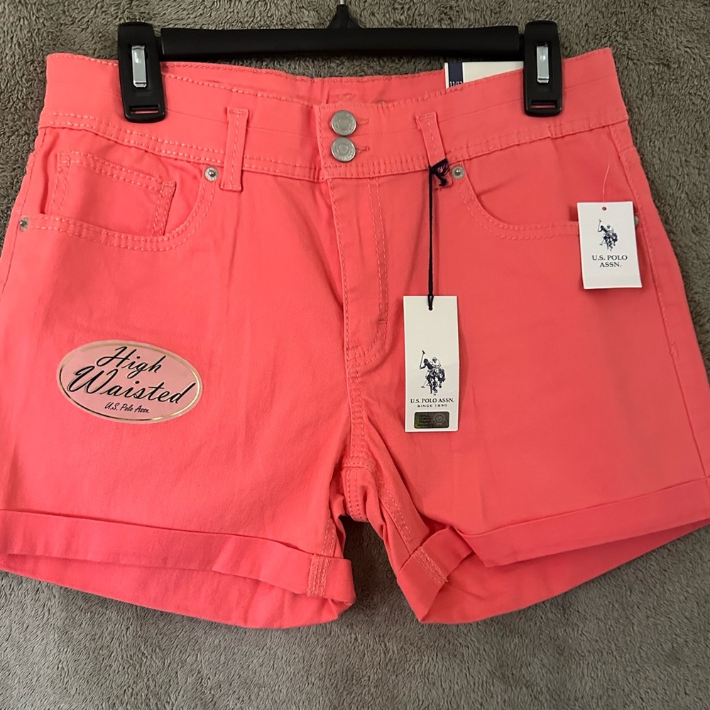 U.S. Polo Assn. High-Waist Coral Shorts